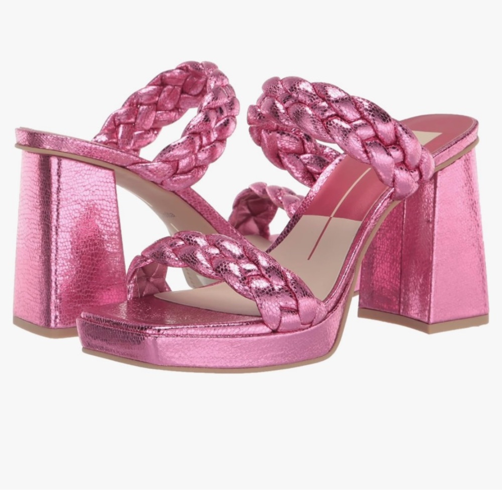 Lightly Worn Dolce Vita Heeled Ashby Sandal in 9.5 Magenta Cracked Stella